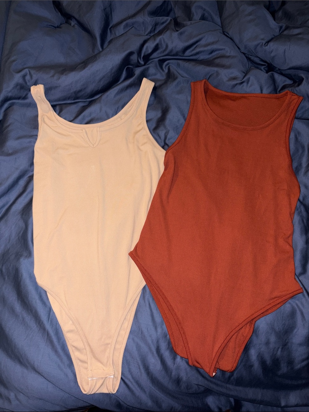 One-Piece Bodysuit - Rust and Cream